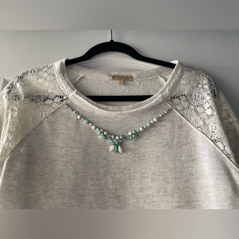 Democracy White Long Sleeve Lace Top